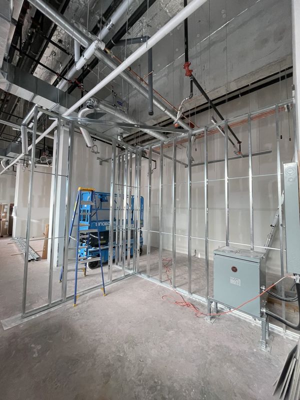 Steel stud framing in the HEYTEA unit