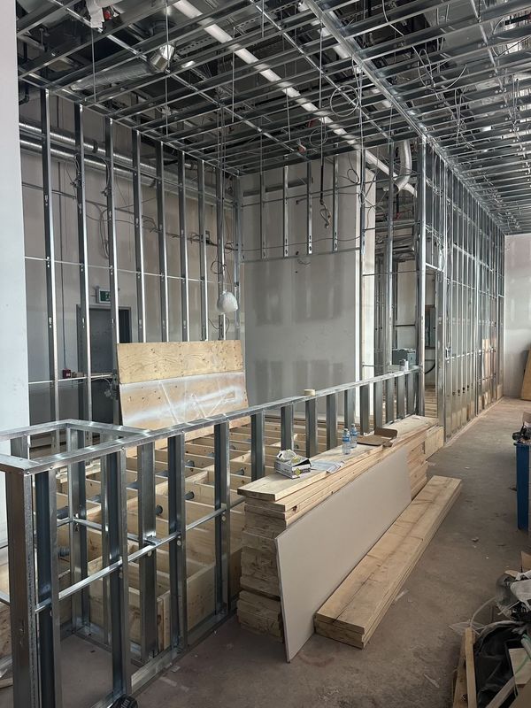 Ductwork above a framed ceiling